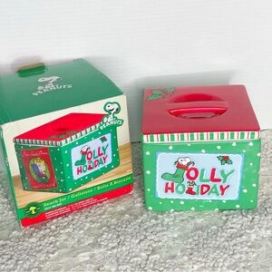 Gibson Peanuts Snoopy Ceramic Jolly Holiday Snack Jar with Lid NEW Christmas